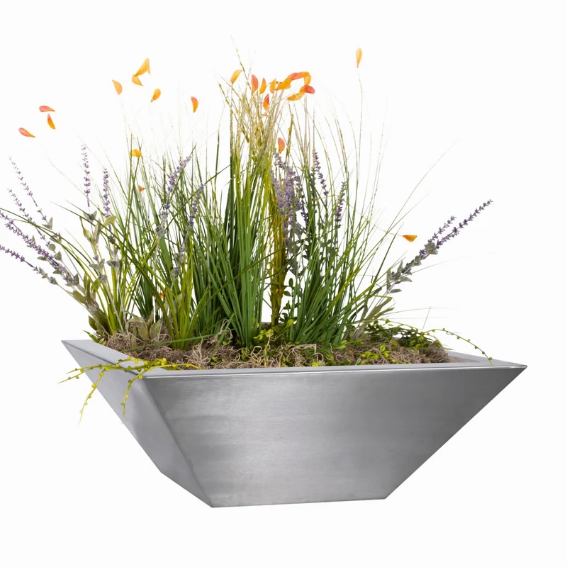 Maya Stainless Steel Box Planter - The Outdoor Plus
