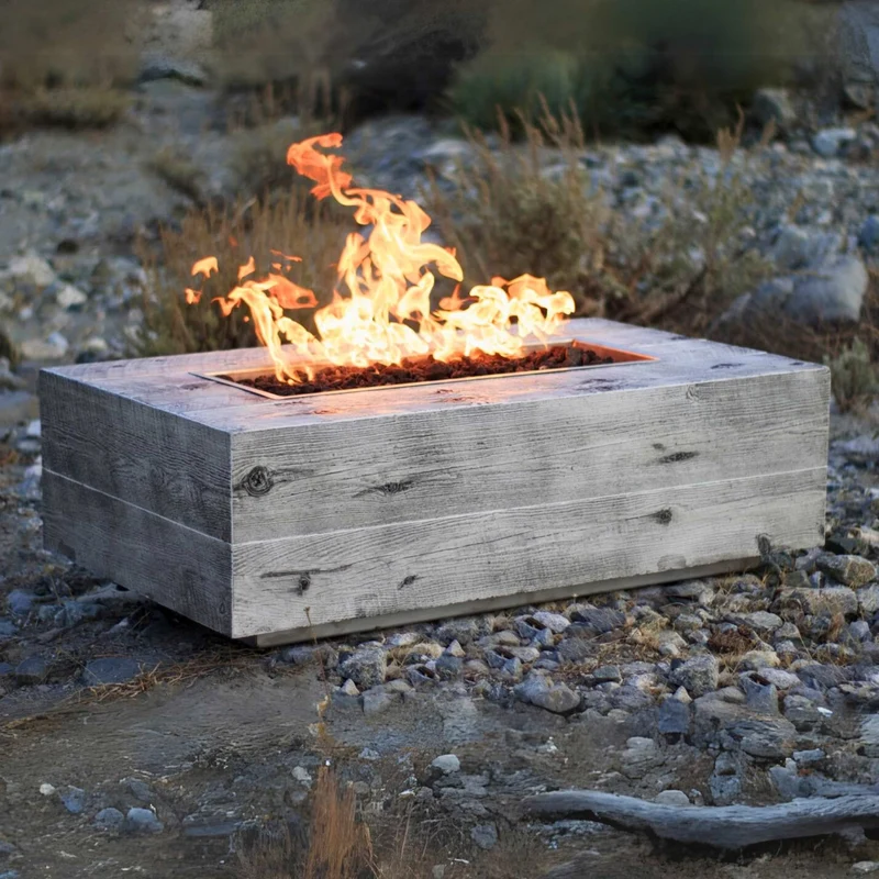 Coronado "Woodgrain" Concrete Gas Fire Pit - The Outdoor Plus