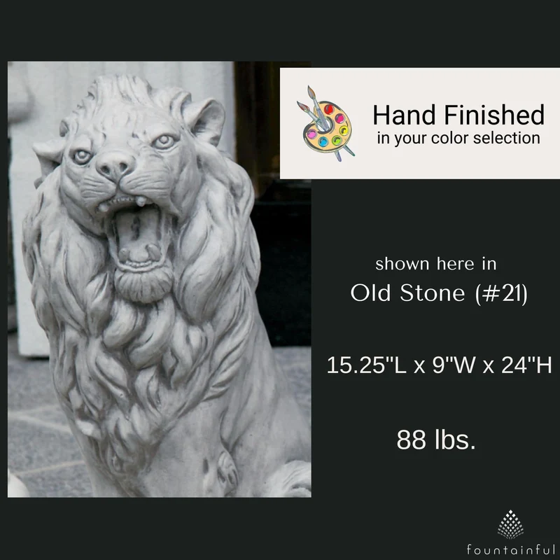 Sitting Lion Left & Right Concrete Statues - Massarellis