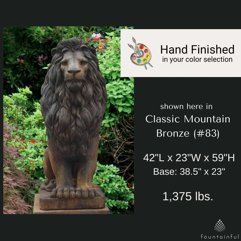 59" Grandessa Sitting Lion Concrete Statue - Massarellis #4024