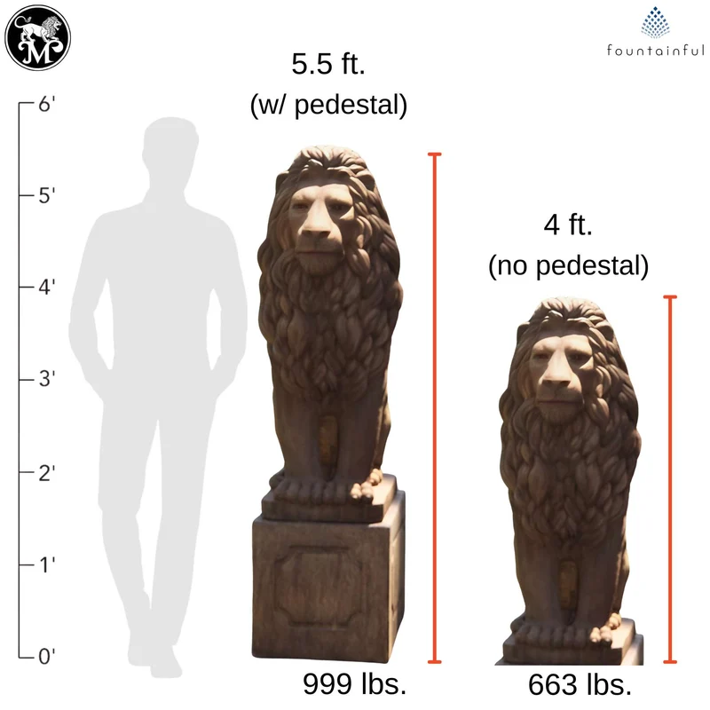 48" Grandessa Sitting Lion Concrete Statue - Massarellis #4023