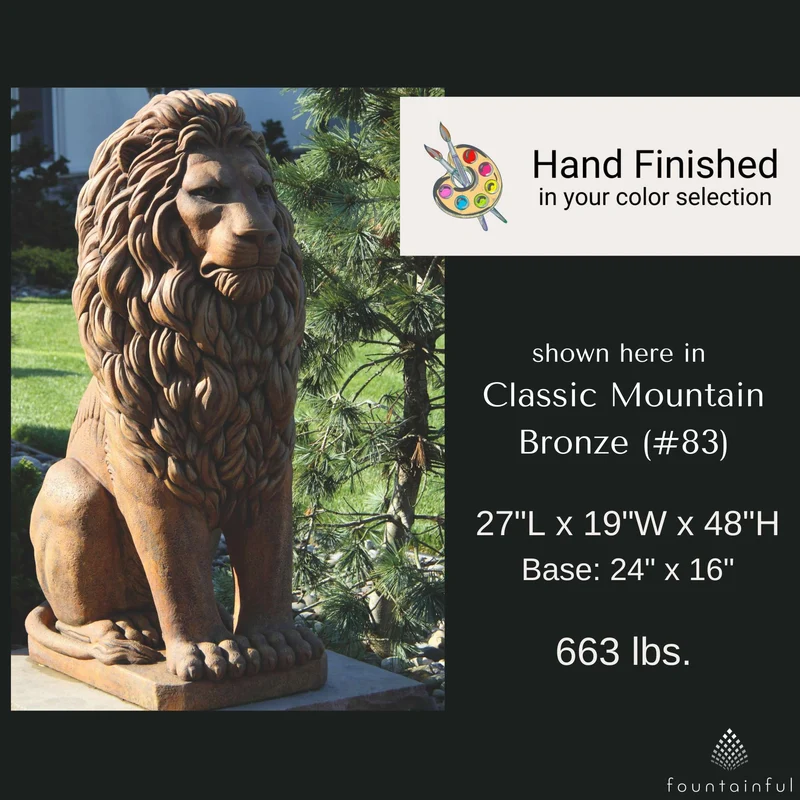 48" Grandessa Sitting Lion Concrete Statue - Massarellis #4023