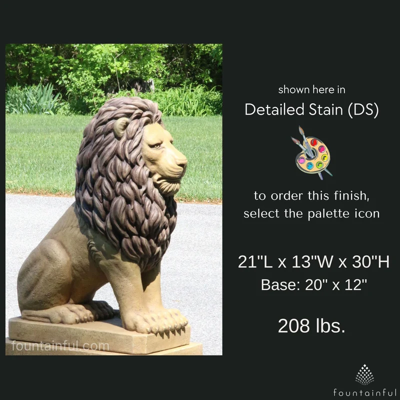 30" Grandessa Sitting Lion Concrete Statue - Massarellis #4022