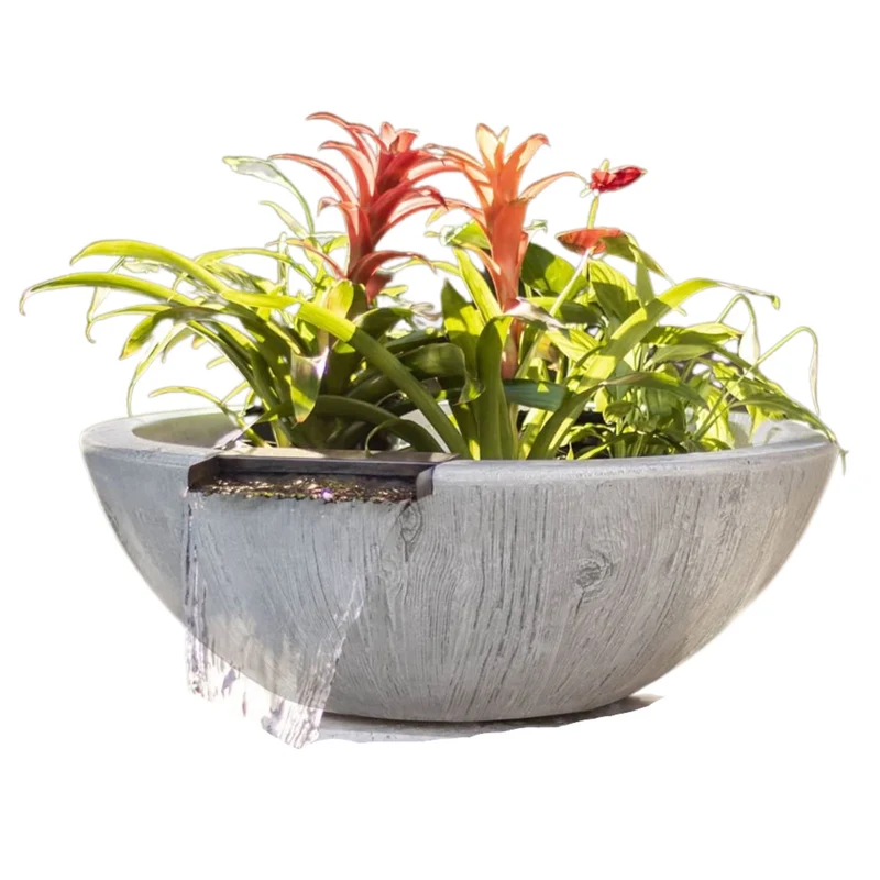 Sedona "Woodgrain" Concrete Planter & Water Bowl - The Outdoor Plus