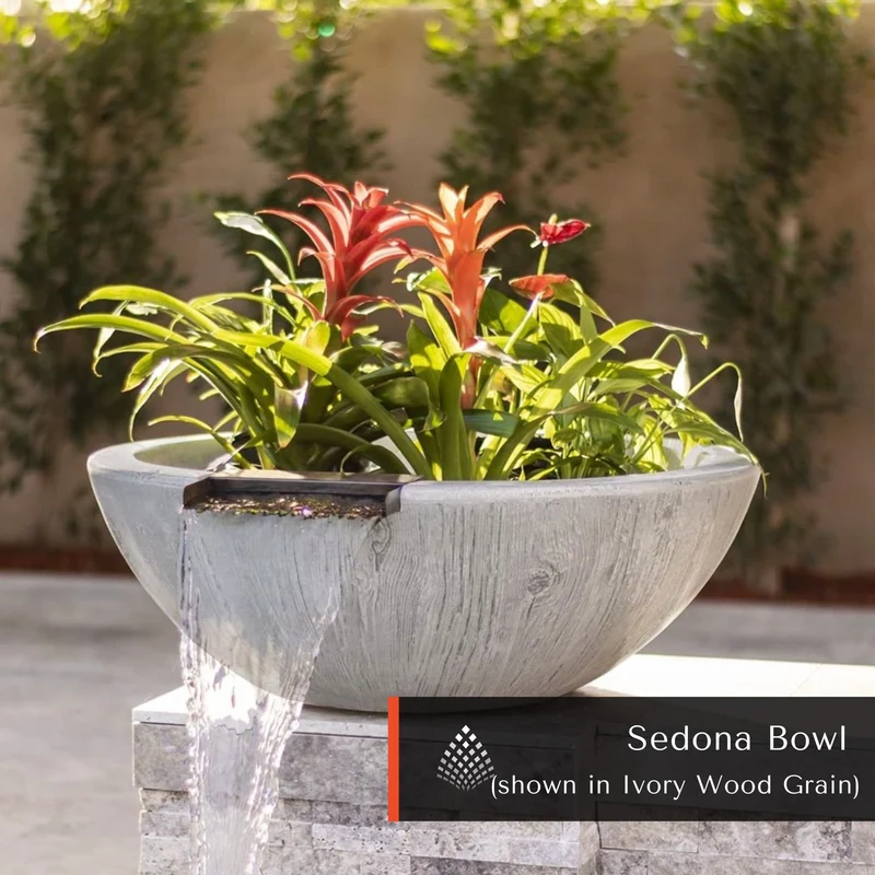 Sedona "Woodgrain" Concrete Planter & Water Bowl - The Outdoor Plus