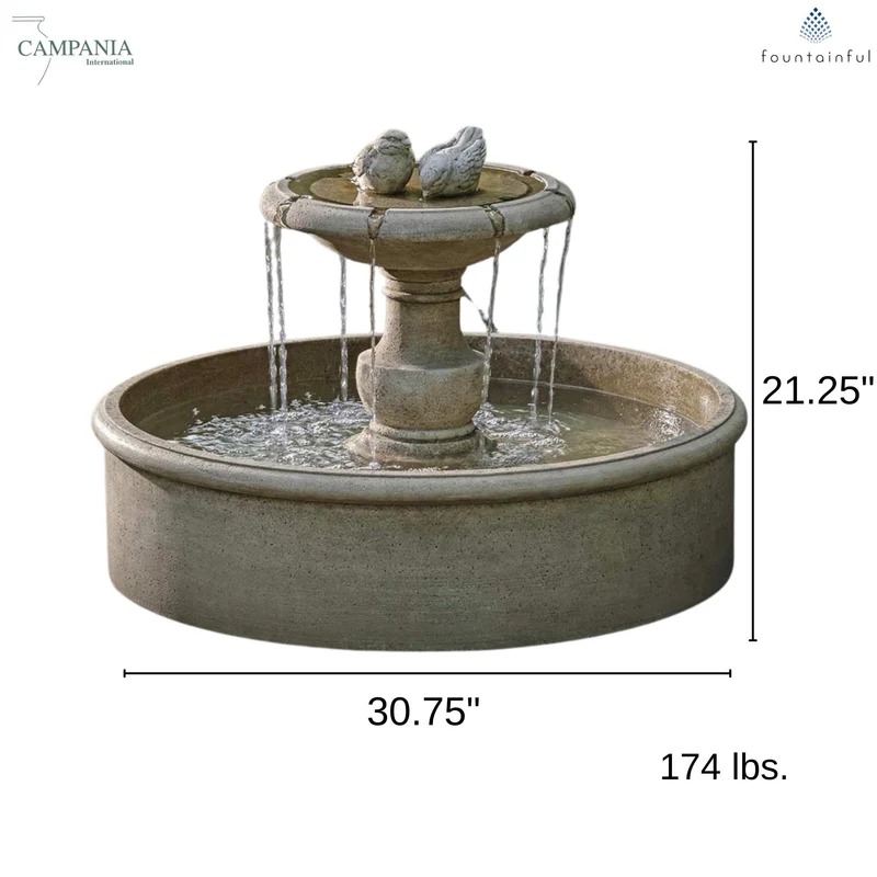 Lucienne Birds Concrete Fountain - Campania #FT431