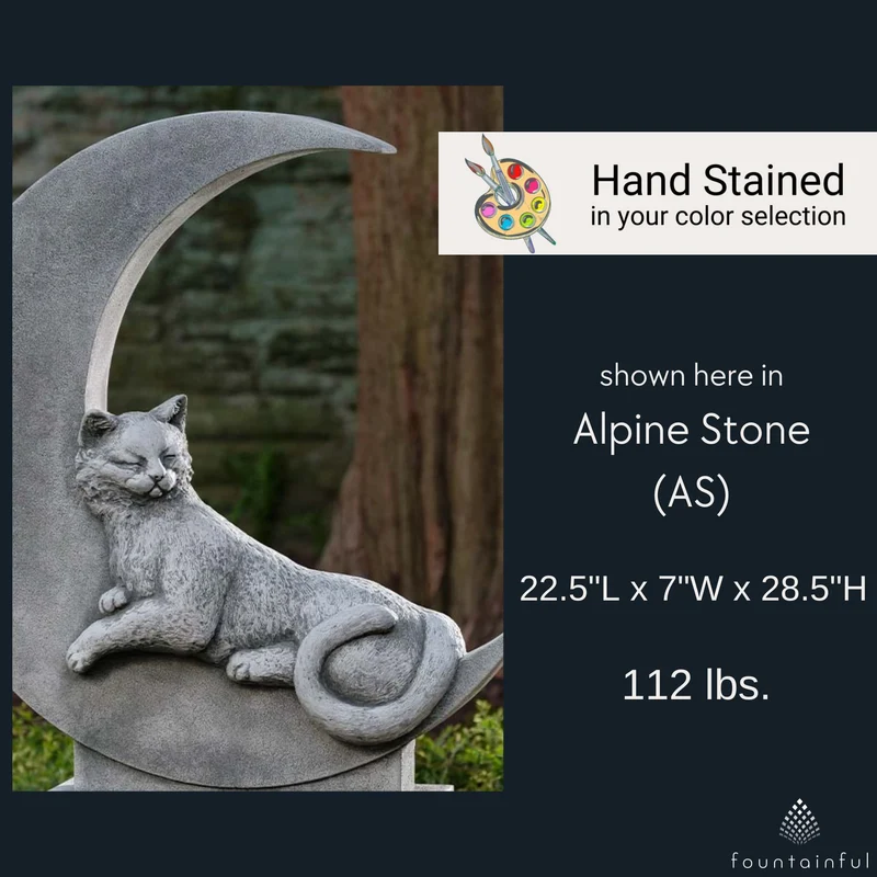 Cat on the Moon Concrete Garden Statue - Campania #A668