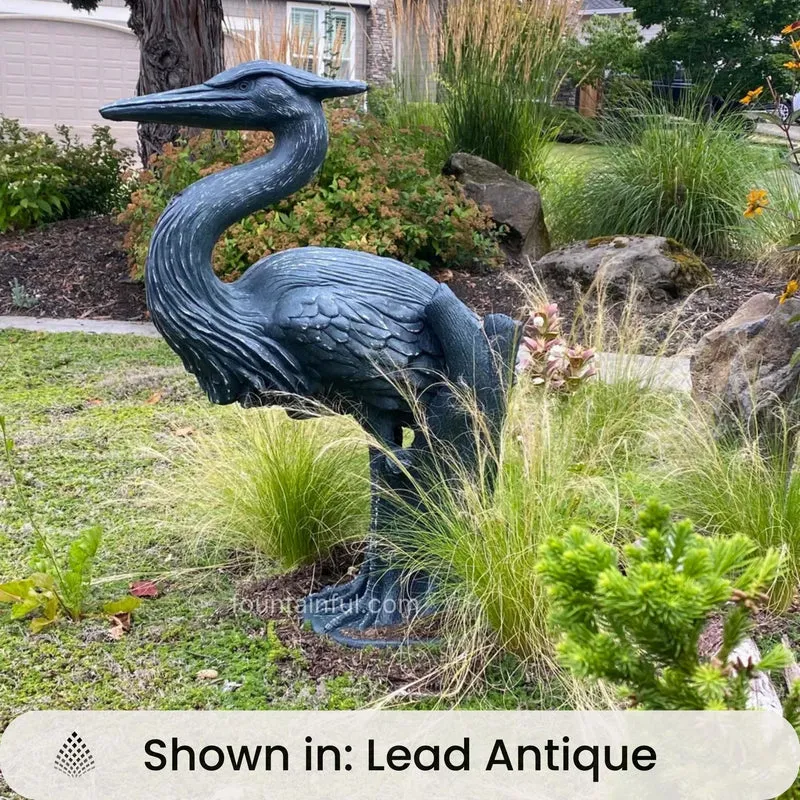Heron (3 ft.) Concrete Garden Statue - Campania #A524