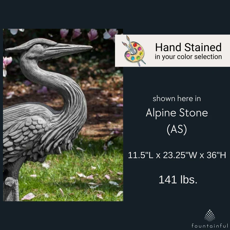 Heron (3 ft.) Concrete Garden Statue - Campania #A524