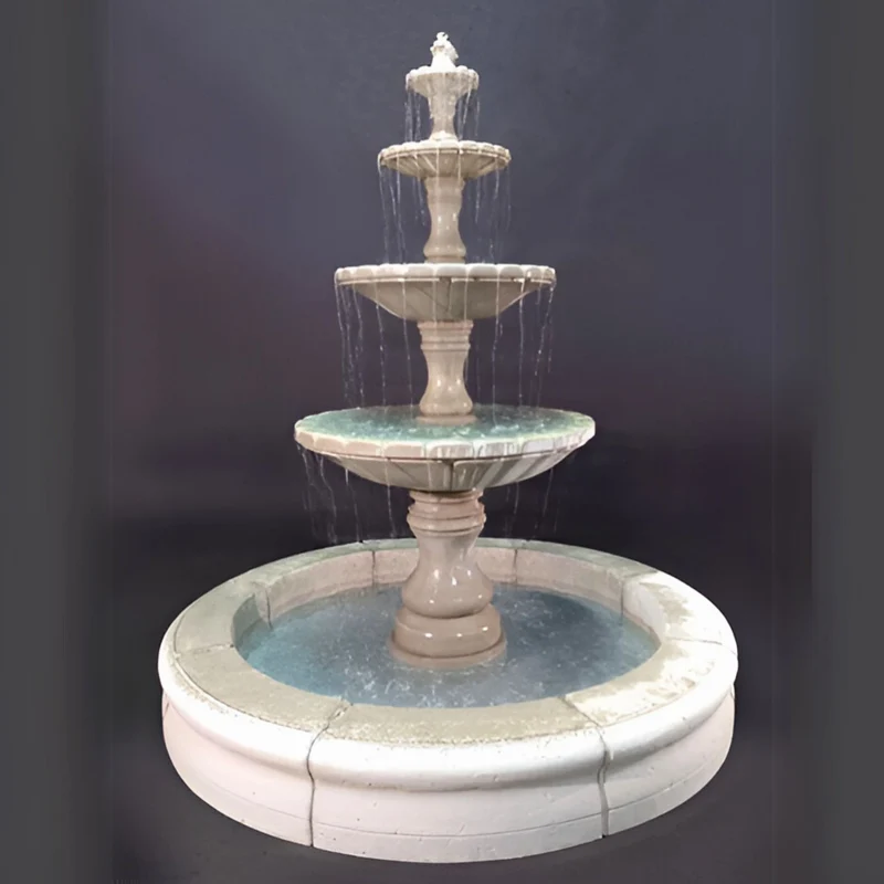 Monaco Tall 4-Tier Concrete Pond Fountain - Fiore #LG169F4R