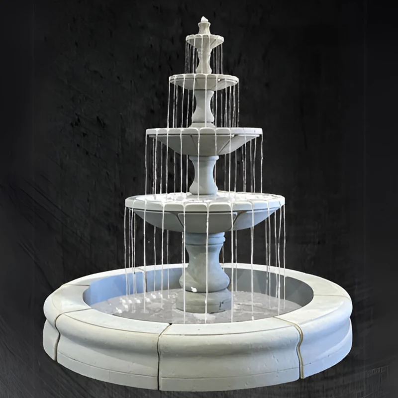 Monaco Medium 4-Tier Concrete Pond Fountain - Fiore #LG169F4M