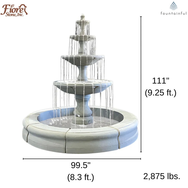 Monaco Medium 4-Tier Concrete Pond Fountain - Fiore #LG169F4M