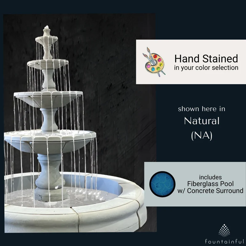 Monaco Medium 4-Tier Concrete Pond Fountain - Fiore #LG169F4M