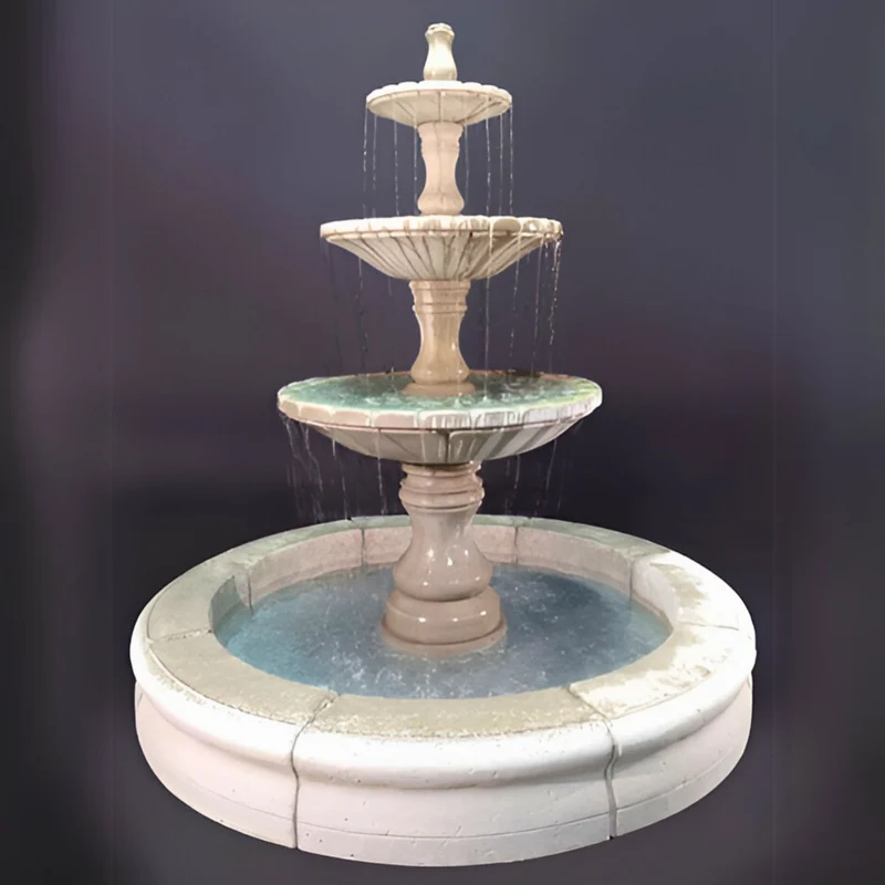 Monaco 3-Tier Concrete Pond Fountain - Fiore #LG169FR