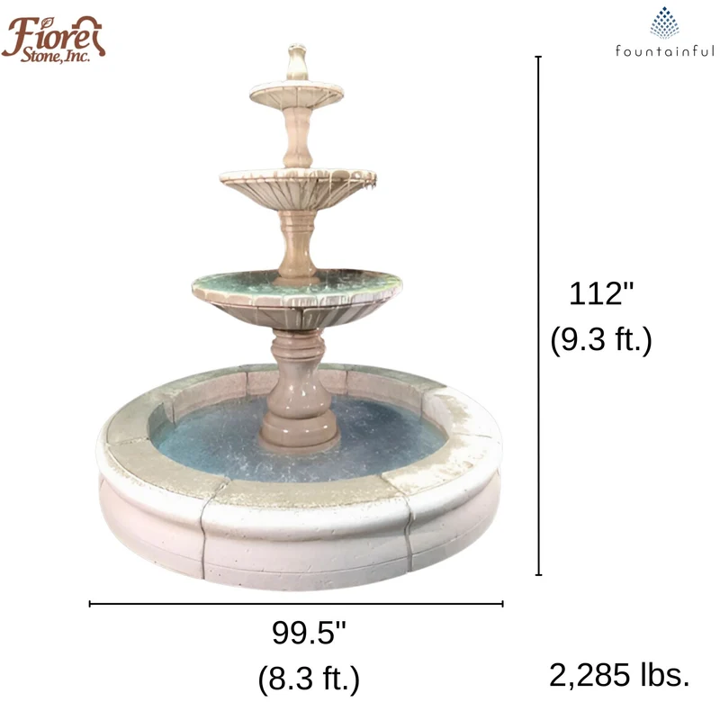 Monaco 3-Tier Concrete Pond Fountain - Fiore #LG169FR