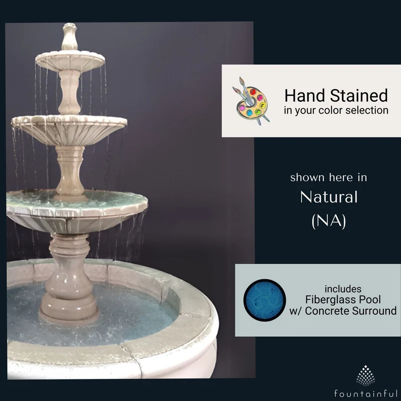Monaco 3-Tier Concrete Pond Fountain - Fiore #LG169FR