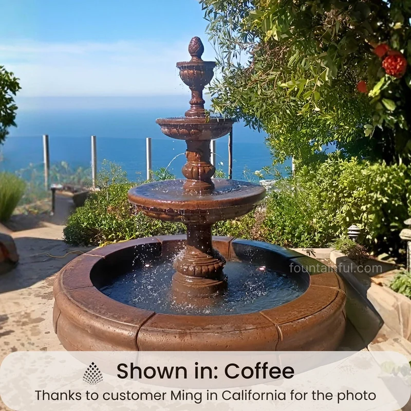 Mediterranean 3-Tier Concrete Pond Fountain - Fiore #LG134FRG