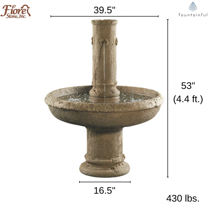 St. Michael Concrete Garden Fountain - Fiore #LG105