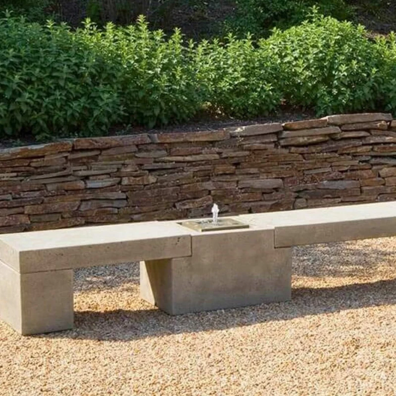 XL Memorial Bench w/Fountain & 2 Planters - Campania #MB003