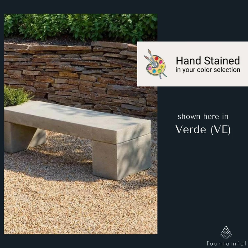 Long Concrete Memorial Bench with 2 Planters - Campania #MB002