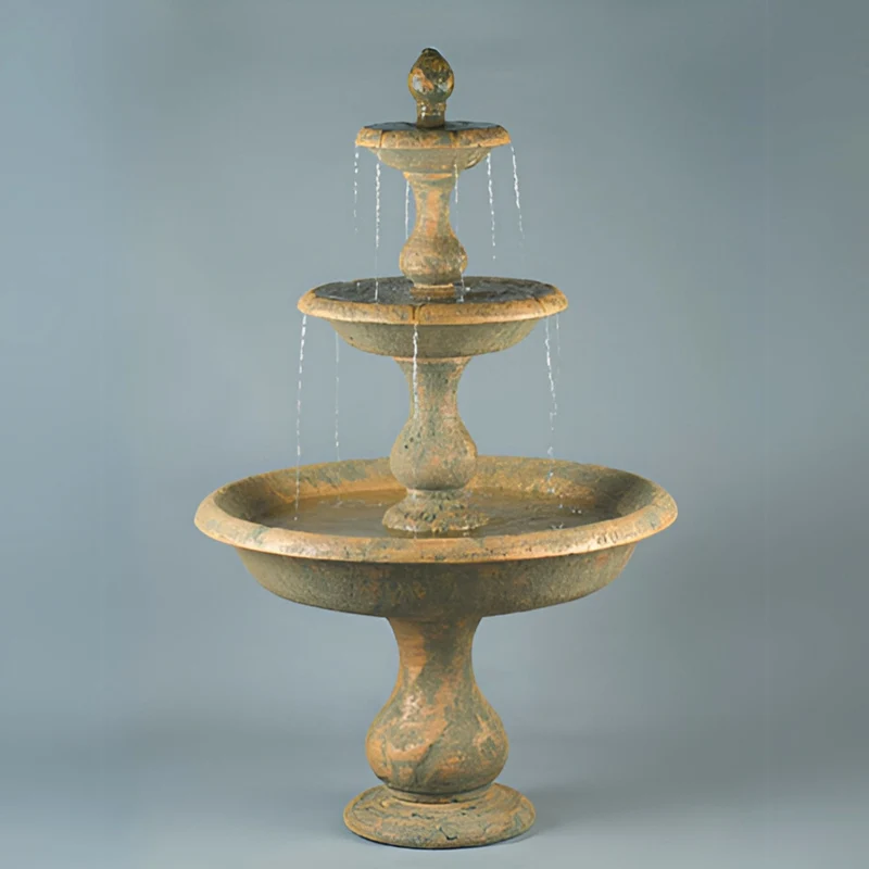 Old Toscano 3-Tier Concrete Fountain - Fiore #LG118