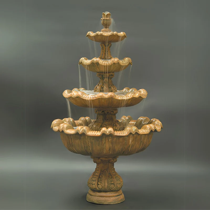 Italian Tall 4-Tier Concrete Fountain - Fiore #IT4T