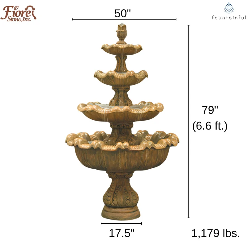 Italian Tall 4-Tier Concrete Fountain - Fiore #IT4T