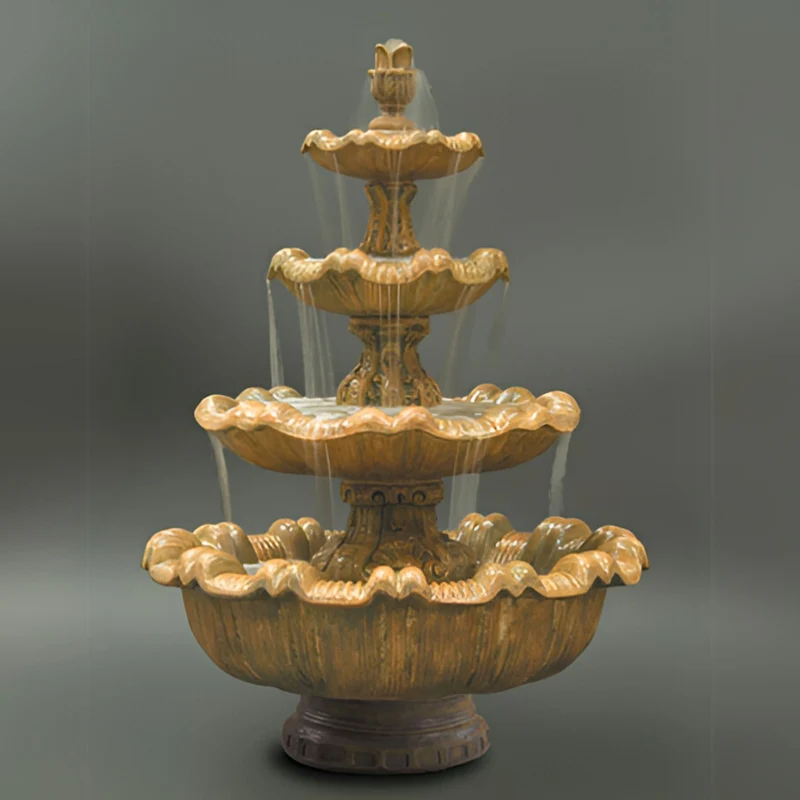 Italian Low 4-Tier Concrete Fountain - Fiore #IT4