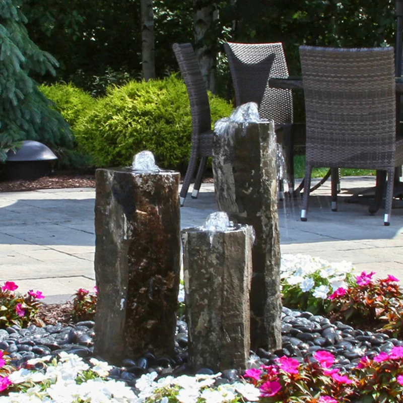 Triple Hollowed-Top Basalt Fountain - Complete Kit- Blue Thumb