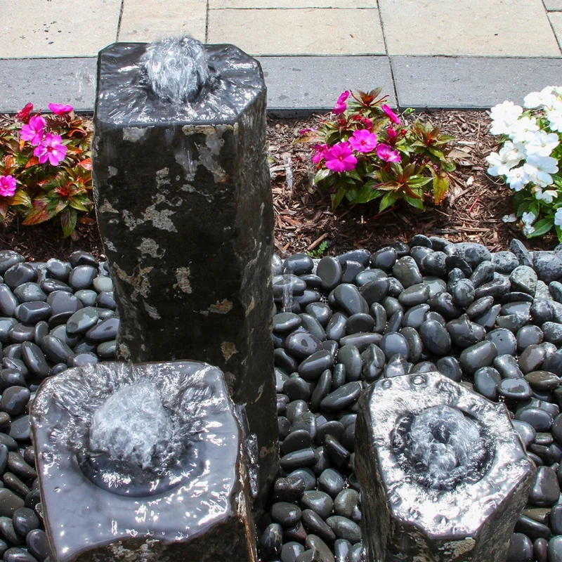 Triple Hollowed-Top Basalt Fountain - Complete Kit- Blue Thumb