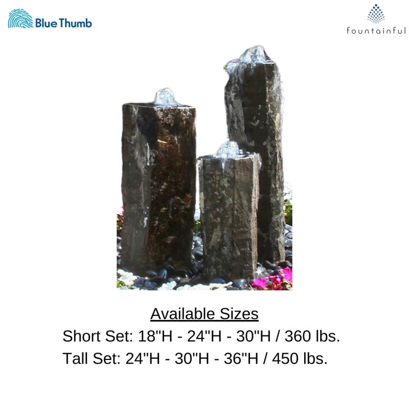 Triple Hollowed-Top Basalt Fountain - Complete Kit- Blue Thumb