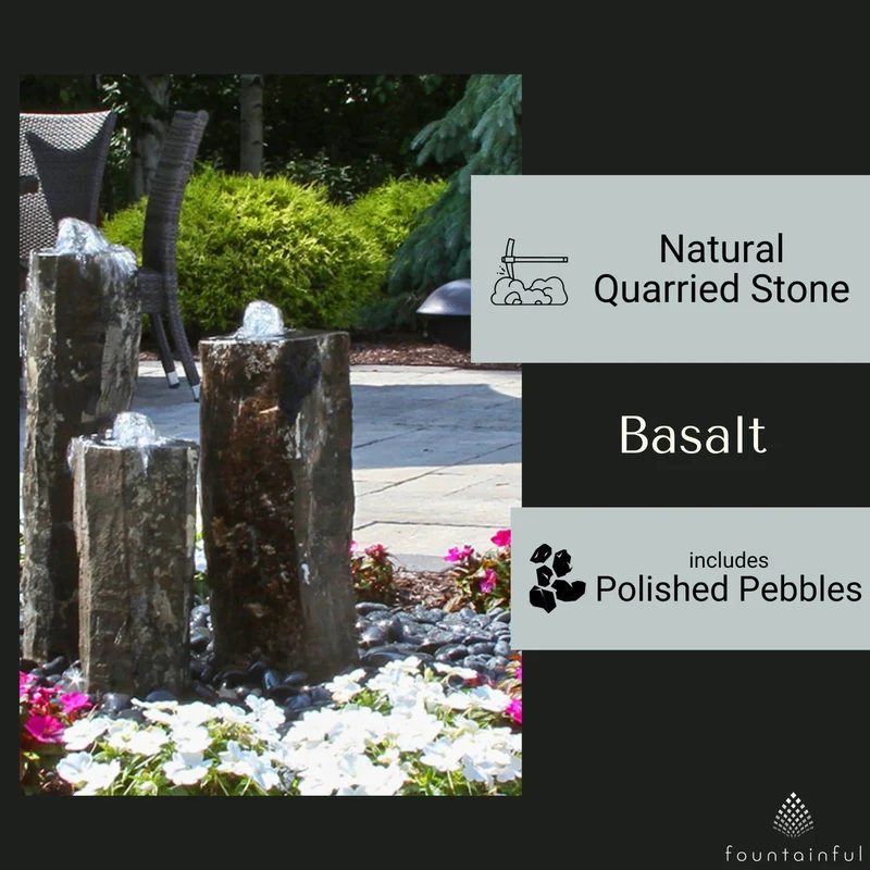 Triple Hollowed-Top Basalt Fountain - Complete Kit- Blue Thumb