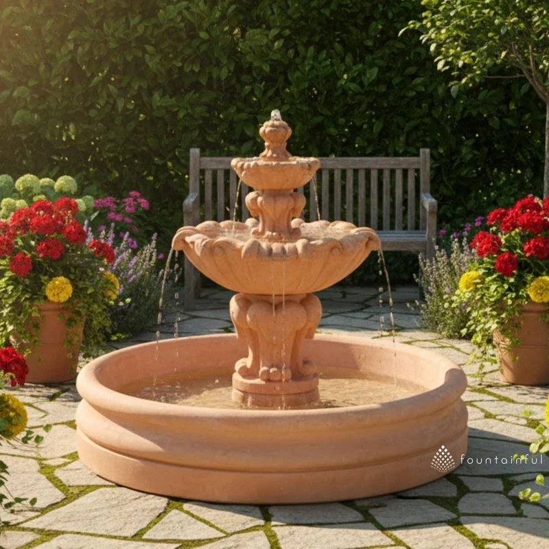 Vesuvio 2-Tier Fountain w/46" Basin - Fiore #2080F46
