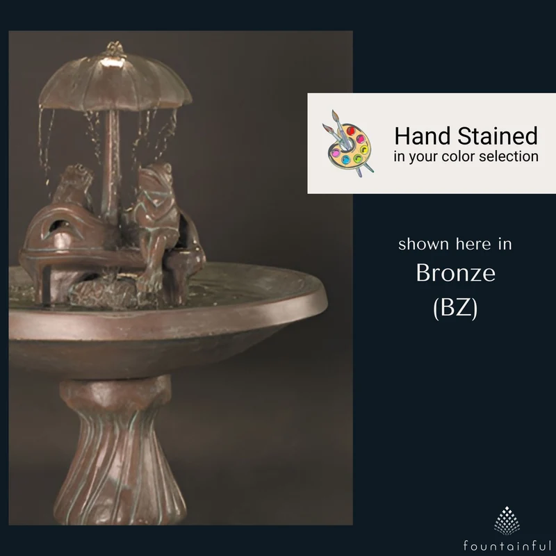 Frogs on Love Seat Concrete Umbrella Fountain - Fiore #514