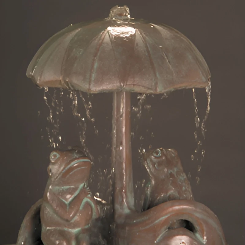 Frogs on Love Seat Concrete Umbrella Fountain - Fiore #514