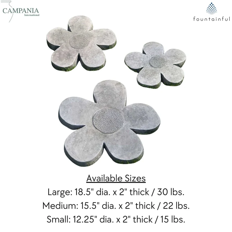 Flower Power Concrete Round Stepping Stones - Campania
