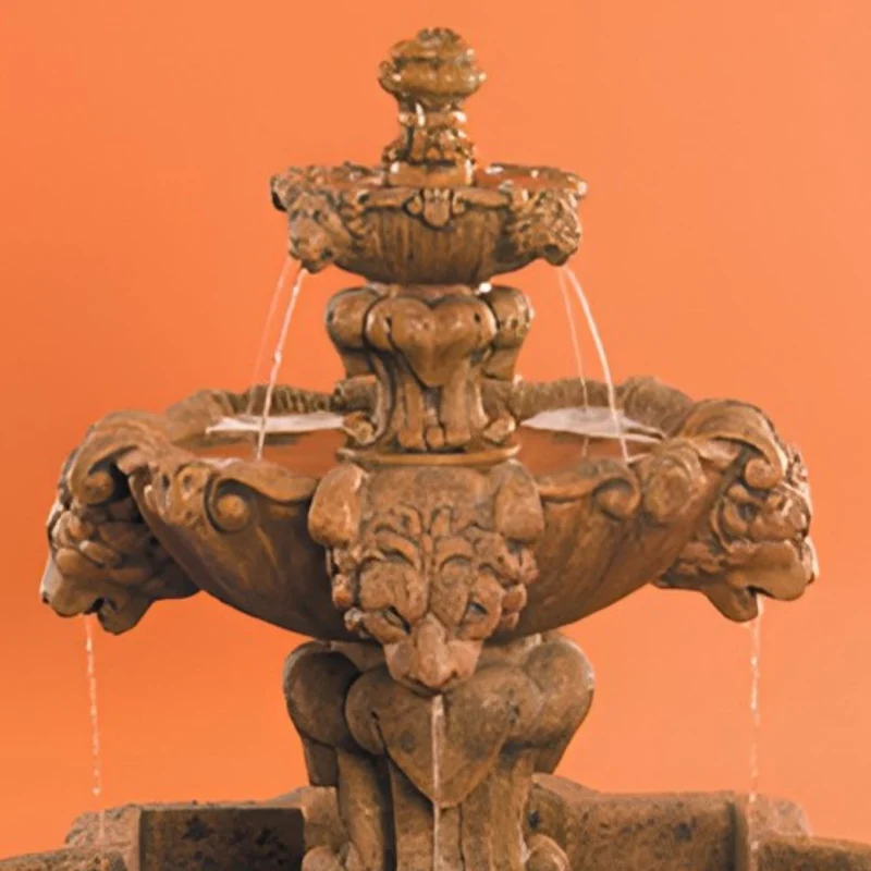 Courtyard Lion 2-Tier Concrete Fountain - Fiore #257FSQ