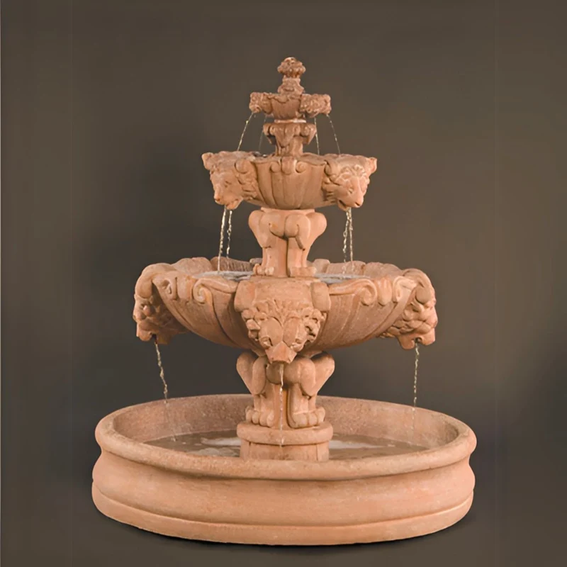Lion 3-Tier Concrete Fountain w/55" Basin - Fiore #257FMB
