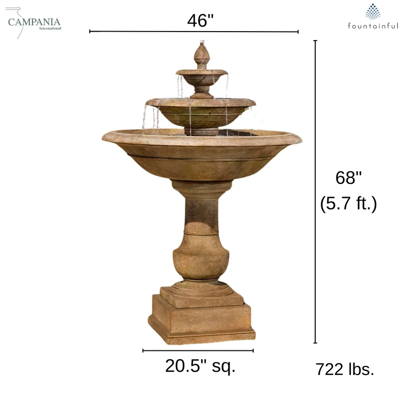Savannah 3-Tier Concrete Fountain - Campania #FT388