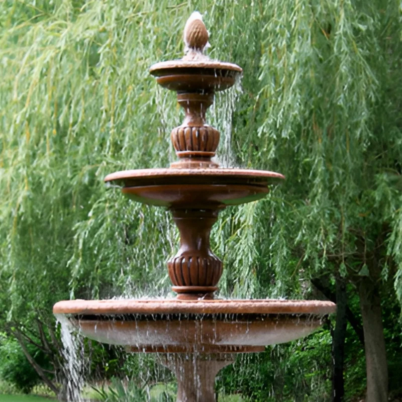 Savona 3-Tier Concrete Fountain w/ Pool - Massarellis #3715
