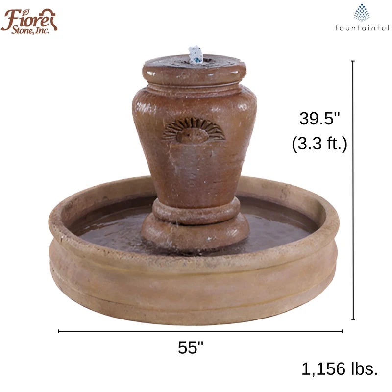 Jardine Concrete Vase/Pot Fountain w/55" Basin - Fiore #668
