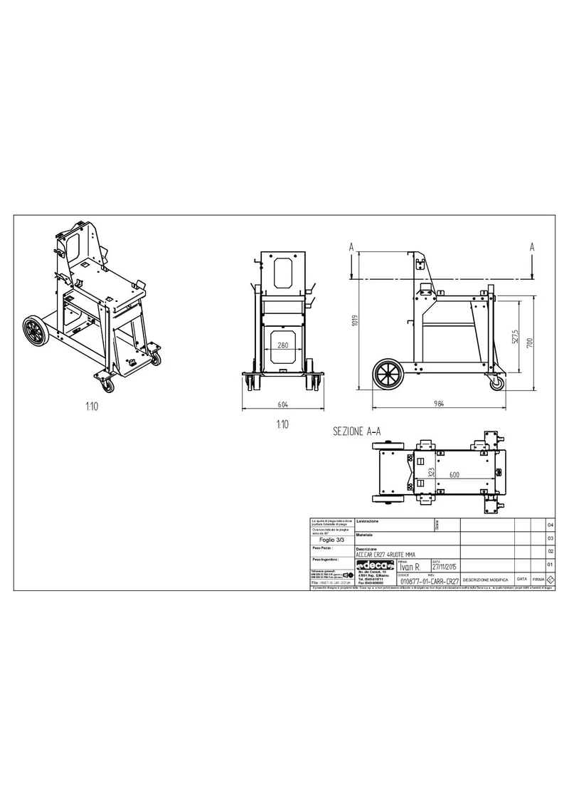 Carrello "CR27" porta generatore a 4 ruote