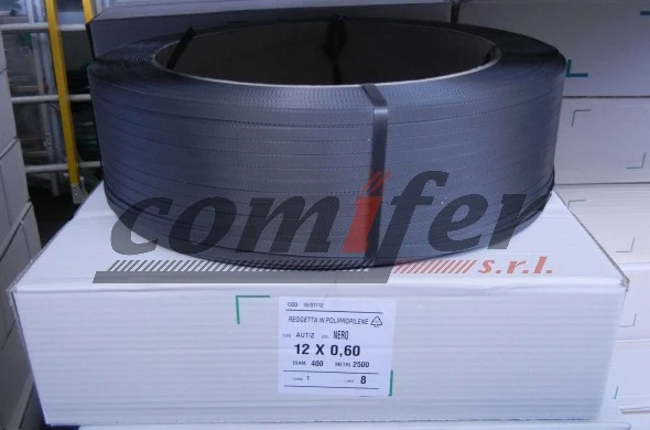 Reggia in polipropilene 12x0,6 Nera - Ø interno bobina 400mm