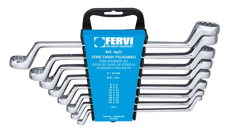Fervi 0477 - Serie chiavi poligonali 6÷22 mm