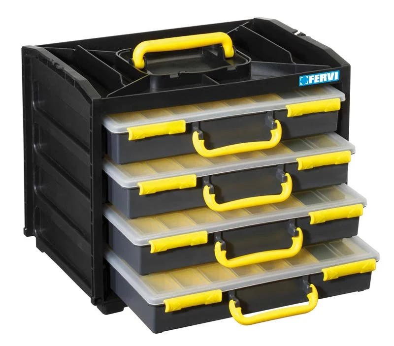 Fervi C313 - Cassettiera con 4 valigette porta minuteria