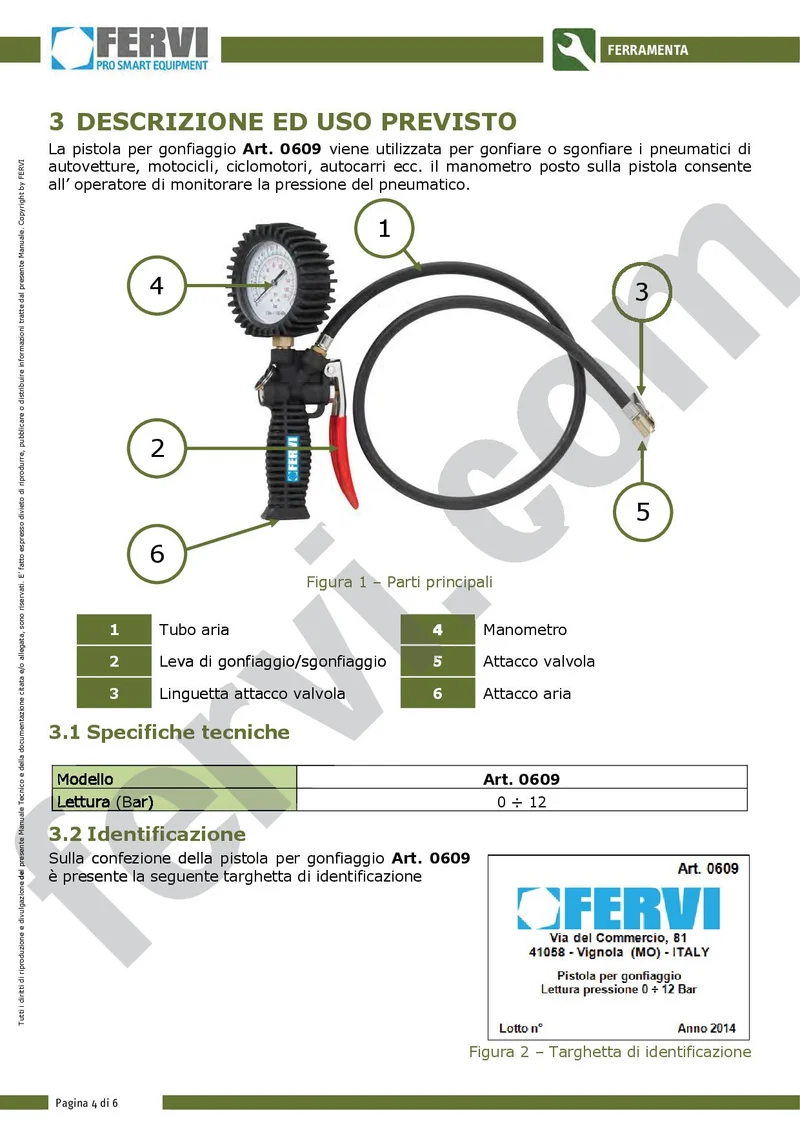 Fervi 0609 - Pistola gonfiaggio