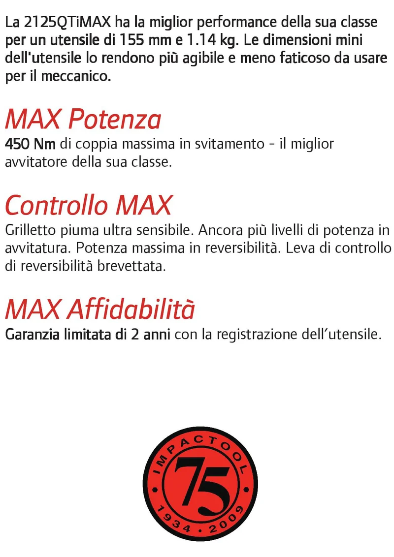 Avvitatore pneumatico ad impulsi Ingersoll Rand 2125QTiMAX