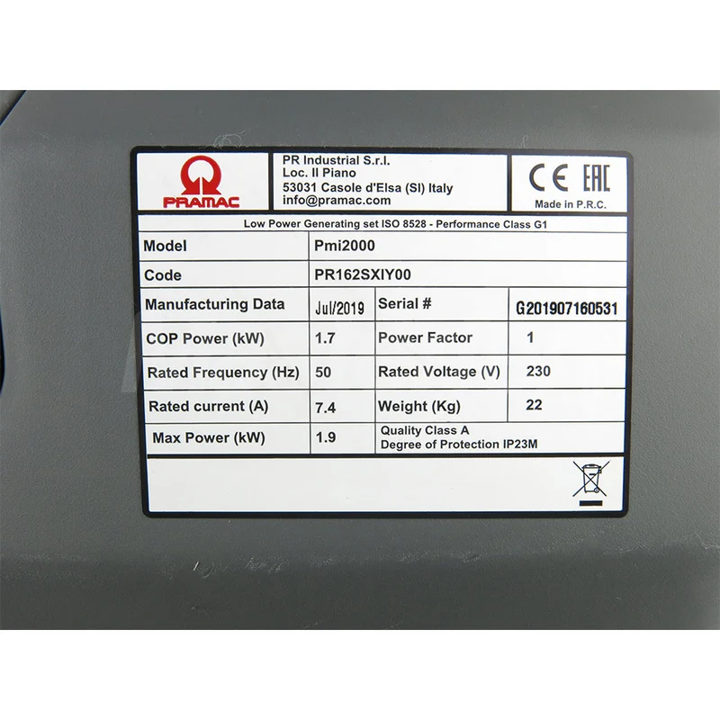 Pramac PMi2000 - Generatore di corrente silenziato 1,9 Kw