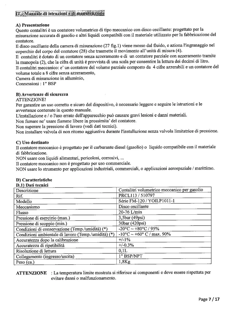 Contalitri volumetrico Ribimex PRCL113