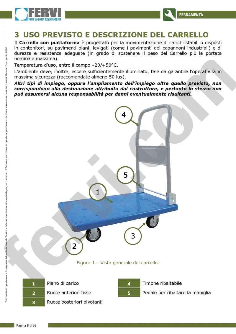 Fervi C300 - Carrello con piattaforma in pvc